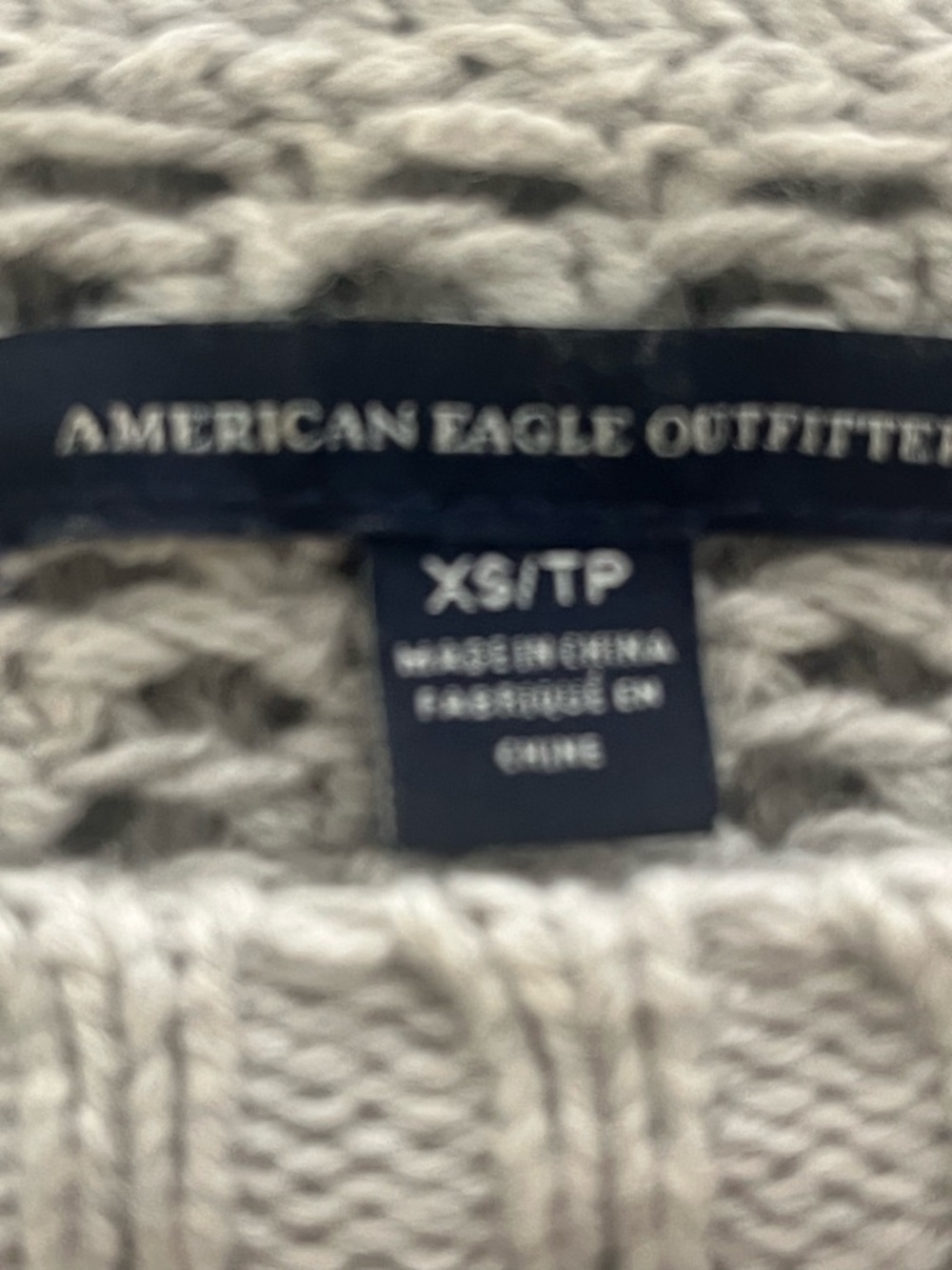 American Eagle Outfitters Cable Knit Sweater XS Light Gray Chunky Cozy Boho - Picture 2 of 2